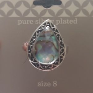Women's Ring Size 8 Abalone silver Plated